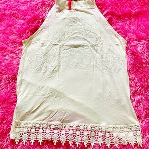 High Neckline Tank Top with embroidery design(NWT)